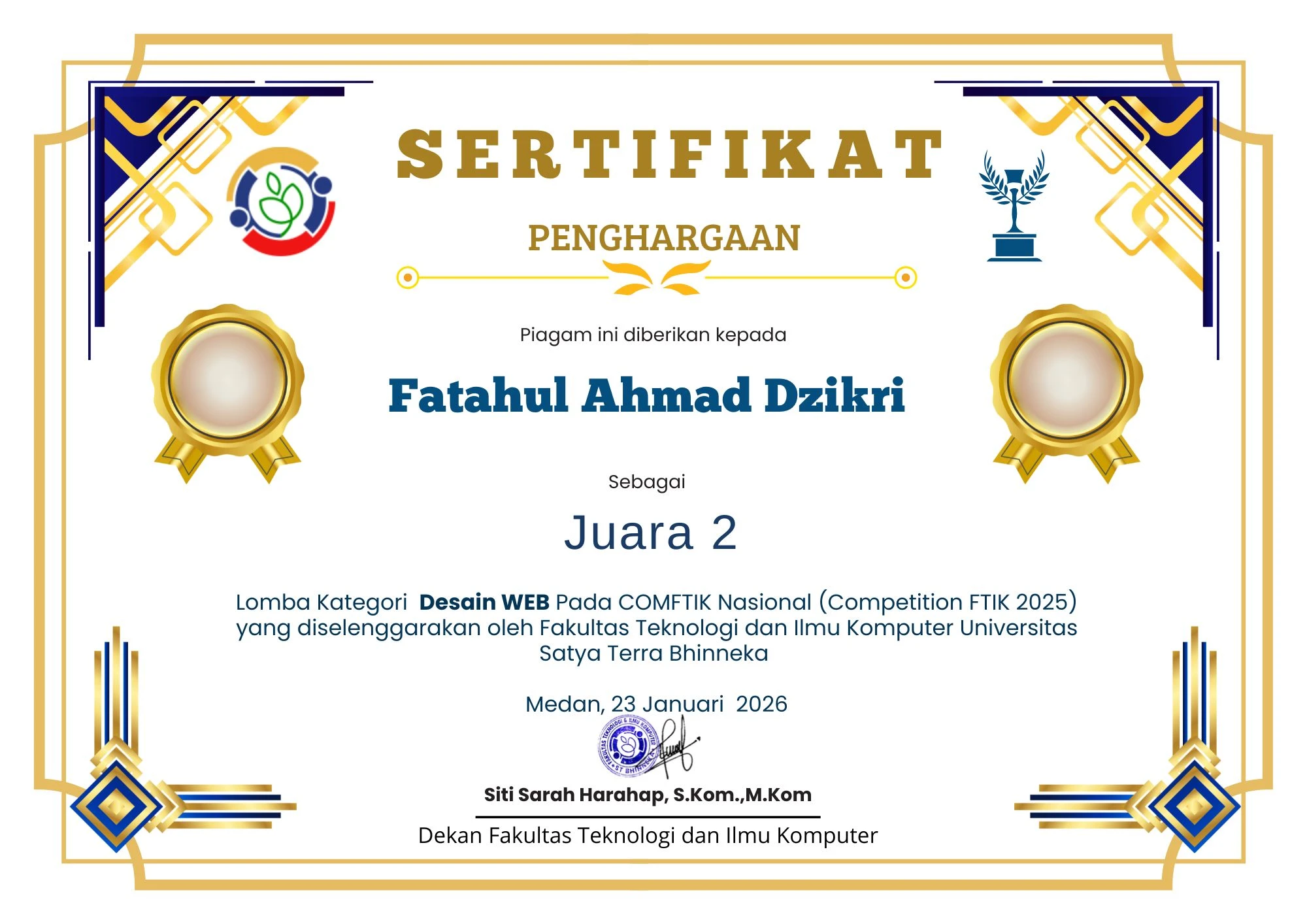 2nd Place Web Design Competition COMFTIK 2025