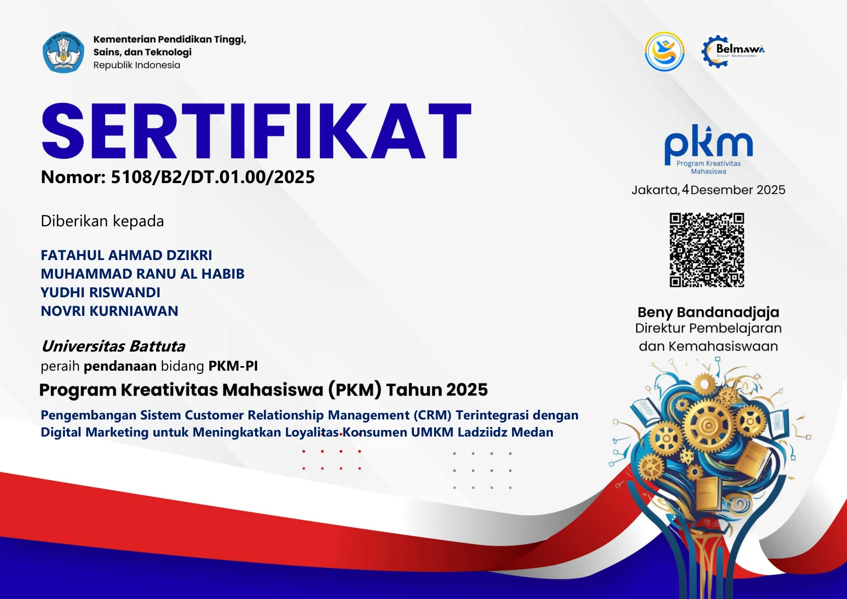 PKM-PI Funding Recipient - Kemendiktisaintek 2025
