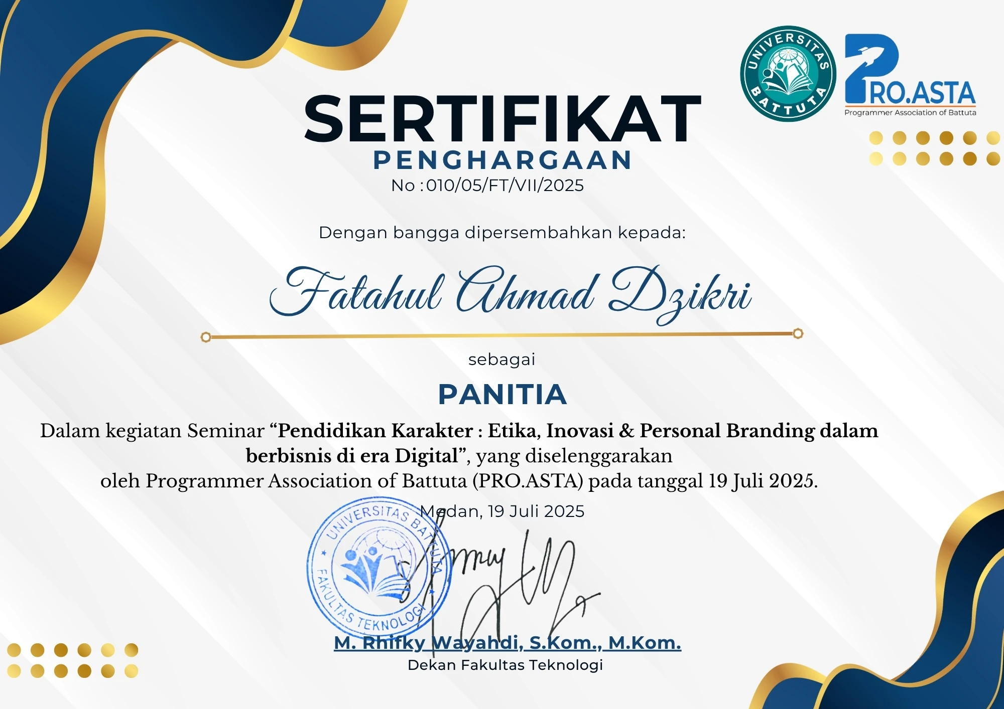 Character Building Seminar PROASTA 2025